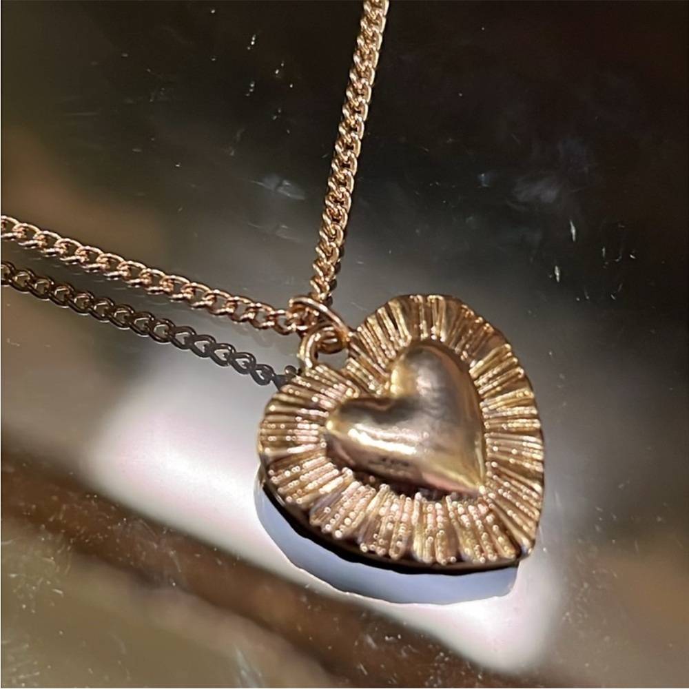 Gold Puffy Heart Necklace